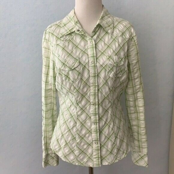 Refuge Plaid Snap Up long Sleeve Western Blouse - Picture 1 of 12